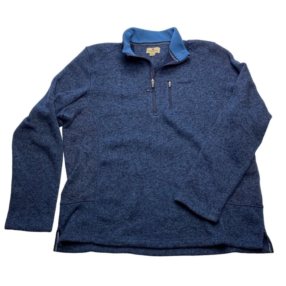 Woolrich Men's Sweater Size XXL  Blue/black Pocket Pullover 1/4 zip Jacket